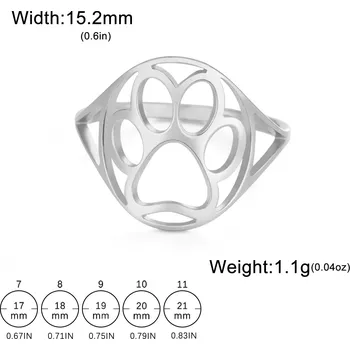 Prsten Ocelový prsten s motivem zvířete | dámský šperk - 18 Paw Steel , 9