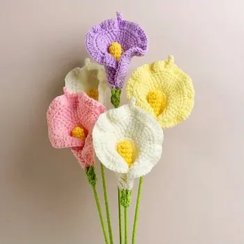umělá květina 4 ks Háčkovaná kytice pro valentýna a dekorace | umělá kytice, dárková kytice - Barva 2