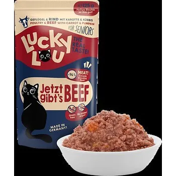Krmivo pro kočku Lucky Lou Lifestage Senior s drůbežím a hovězím masem 125 g