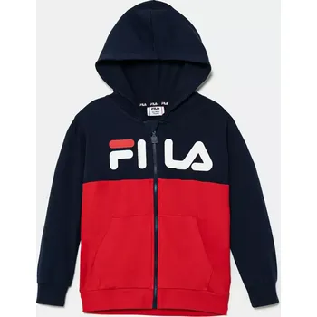 Chlapecká mikina Dětská mikina Fila LONAY červená barva, s kapucí, s potiskem, FAK0406 33X, vel. 98-104