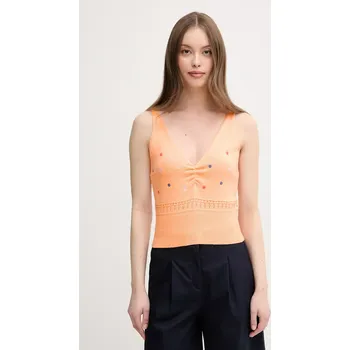 Bavlněný top United Colors of Benetton oranžová barva, 10C1EH01A 20X, vel. XS