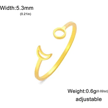 Prsten Měsíční prsten z chirurgické oceli otevřený design | Šperk - D zlatá barva