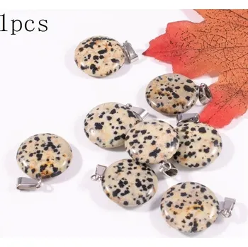 Přívěsek Přívěsek přírodní kámen s náhrdelníkem | minerální šperk 1 ks - Přírodní Dalmation