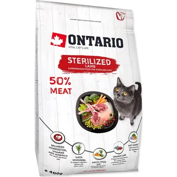 Krmivo pro kočku Krmivo Ontario Cat Sterilised Lamb 0,4kg