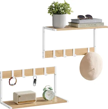 Věšák Paradox Sada 2 nástěnných věšáků BROOKLYN / Bílá - světlé dřevo