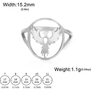 Prsten Ocelový prsten s motivem zvířete | dámský šperk - 12 Phoenix Steel , 7
