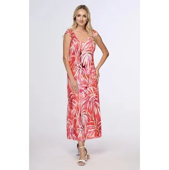 Dámské šaty Dlouhé volnější červeno bílé dámské šaty 7181 velikost 4XL