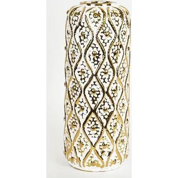 Váza Keramická váza 37x15 cm zlatá/bílá