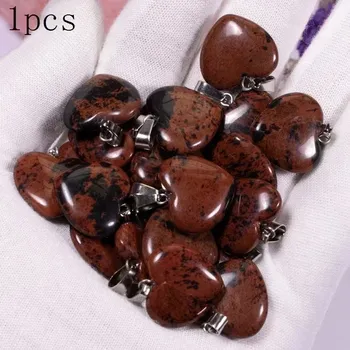 Sběratelství Přírodní krystal srdce reiki | Minerální kámen, šperk 1 ks - Přírodní červený obsidián , 1ks 20x6mm