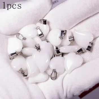 Přívěsek Přívěsek srdce z přírodního kamene | kamenný šperk 1 ks - přírodní bílý nefrit