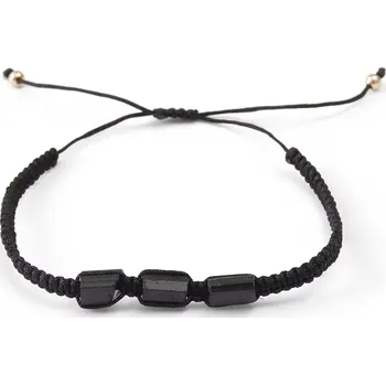 Náramek Černý turmalín náramek pro muže ručně pletený | šperky - A , 17,5-20 cm
