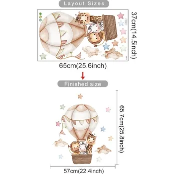 Samolepící dekorace Dětské nálepky na zeď s balónem a zvířátky | dětské samolepky, nálepky na zeď - SL3585D