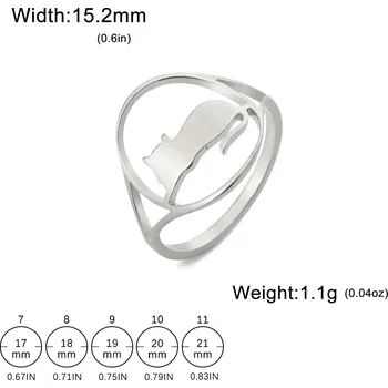 Prsten Ocelový prsten s motivem zvířete | dámský šperk - 22 Cat Steel , 8