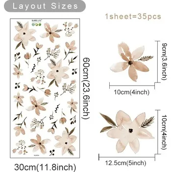 Samolepící dekorace Boho květinové samolepky na zeď | nástěnné dekorace, ložnicová výzdoba - SL3052A