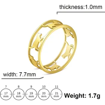 Prsten Kočičí prsten nerezový | dámské šperky - Zlatá barva , 6