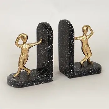 SADA 2x Zarážka na knihy zlatá/černá