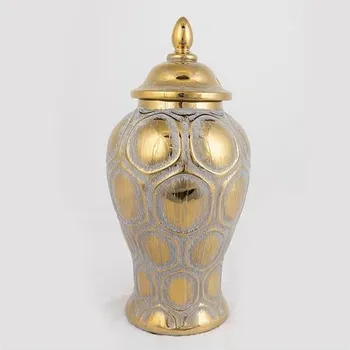 Váza Keramická dóza 33,8x16 cm zlatá/stříbrná