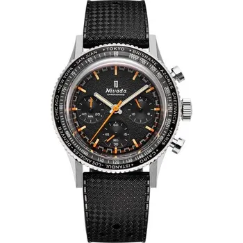 Hodinky Nivada Grenchen Chronoking Mecaquartz - Inter. Bezel - Black Rubber Tropic + 5 let záruka a dárek ZDARMA