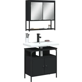 Koupelnový nábytek 2dílný set koupelnového nábytku černý kompozitní dřevo Černý3214655