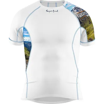 Pánské funkční triko krátký rukáv HIGHLANDER bílá Bamboo Ultra - Modrá / 3XL