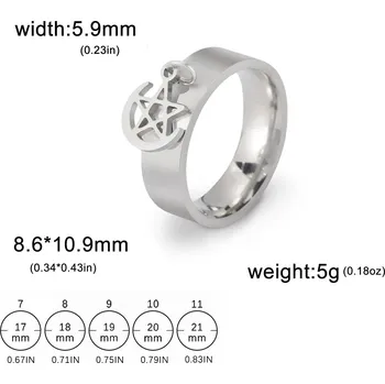 Prsten Ocelový prsten s motivem | dámský šperk - Pentagramová ocel , 10