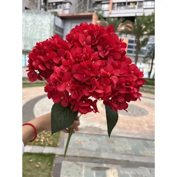 umělá květina Umělá kytice hortenzie pro dekorace | umělé květiny, svatební kytice - Červený