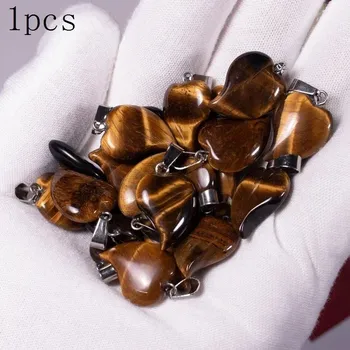 Přívěsek Přívěsek srdce z přírodního kamene | kamenný šperk 1 ks - Přírodní tygří oko