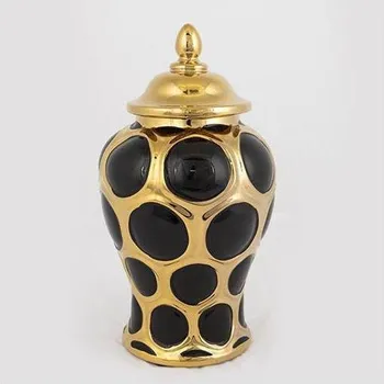 Váza Keramická dóza 27,6x15 cm zlatá/černá
