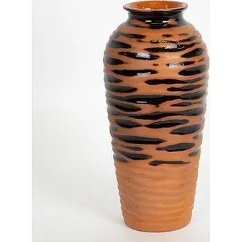Váza Keramická váza 28,8x13,5 cm cihlová/černá