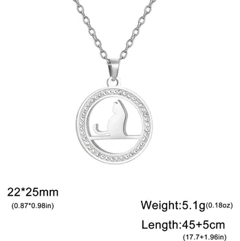 Náhrdelník Náhrdelník s kočkou a zirkonem | šperk - Styl D-Steel Barva