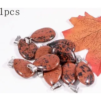 Sběratelství Přírodní krystal kapka 20x6mm | Minerální přívěsek 1 ks - Přírodní červený obsidián