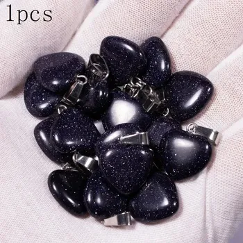 Přírodní krystal srdce | Minerální dekorace - Modrý pískovec , 1ks 16x6mm