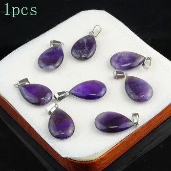 Sběratelství Přírodní krystal kapka 20x6mm | Minerální přívěsek 1 ks - Přírodní ametyst