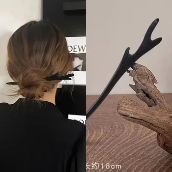 Retro dřevěná jehlice do vlasů pro ženy | dřevěná spona, vlasová ozdoba - 12