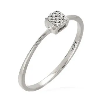 Prsten Dámský prsten z bílého zlata kostička s diamanty BP0111F + DÁREK ZDARMA