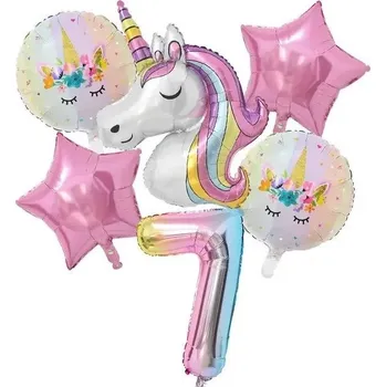 Party dekorace Duhový jednorožec balónky na oslavu s číslem | narozeninová dekorace, balónková výzdoba - 7