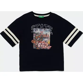 Dětské bavlněné tričko United Colors of Benetton tmavomodrá barva, s potiskem, 3I1XG10IM 3I1XG10IM.P.Seasonal 59X, vel. 90