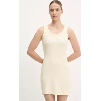 Dámské šaty Šaty Guess SUNFLOWER béžová barva, mini, přiléhavé, V5GK06 K8RT2 V5GK06.K8RT2 01X, vel. L