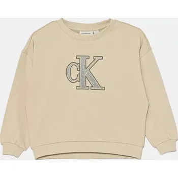 Pánská mikina Mikina Calvin Klein Jeans béžová barva, s aplikací, IG0IG02849 IG0IG02849.128.176.PPYA 08X, vel. 164