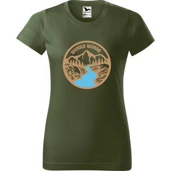 Dámské tričko Dámské tričko s potiskem Wander woman Barva trička: Khaki - 09, Velikost: 2XL