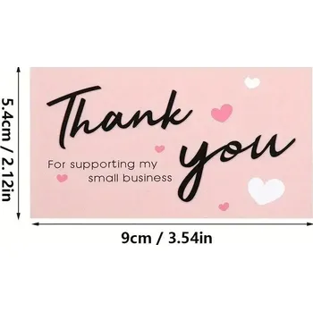 Party dekorace 50 ks Růžová kartička-anglické poděkování s láskou k balení | děkovací kartička, dekorace balíčku - 50 ks