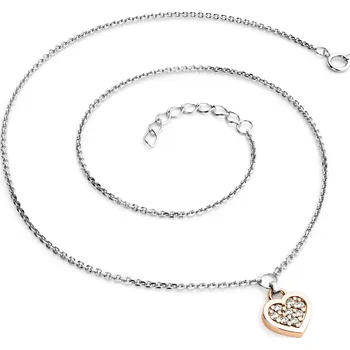 Náhrdelník Dámský náhrdelník přírodní diamant 0.096 ct G/SI srdce s brilianty 10881-NH01A-CVB délka 45 cm