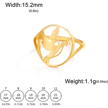 Prsten Ocelový prsten s motivem zvířete | dámský šperk - 10 Dove Gold , 10