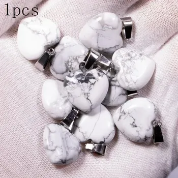 Přírodní krystal srdce | Minerální dekorace - Přírodní tyrkysová , 1ks 16x6mm