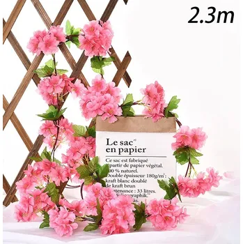 umělá květina Umělá sakura 230 cm, girlanda na svatbu a zahradu | umělé květiny, květinová girlanda - tmavě růžová