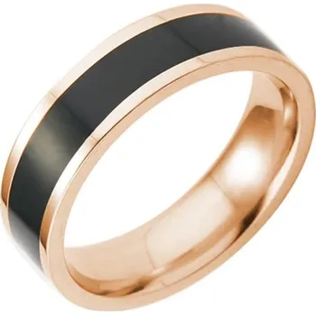 Prsten Ocelový prsten pro páry a svatbu | unisex prsten, svatební šperk - Růžově zlatá černá , 9