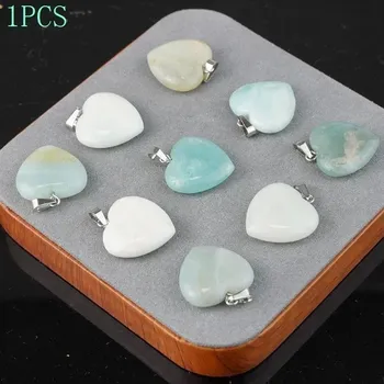 Sběratelství Přírodní krystal srdce reiki | Minerální kámen, šperk 1 ks - Přírodní Amazonit , 1ks 20x6mm