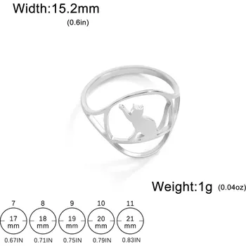 Prsten Ocelový prsten s motivem zvířete | dámský šperk - 4 Kočičí ocel , 11