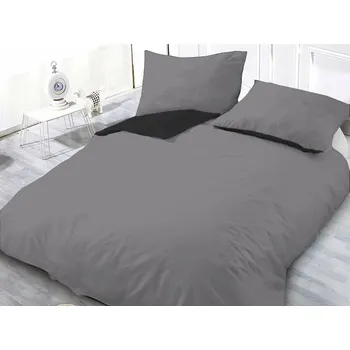 Povlečení XPOSE® Mikrosaténové povlečení KLARISA DUO - šedé/černé 140x200 cm, 70x90 cm, Mikrosatén + Prodloužená možnost vrácení zboží do 50 dnů