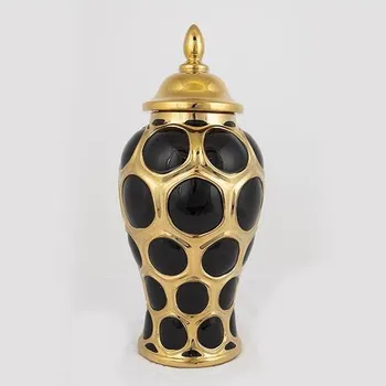 Váza Keramická dóza 40x17,7 cm zlatá/černá